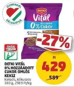 PENNY Detki Vitál 0% hozzáadott cukor omlós keksz ajánlat