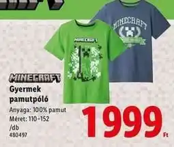 Lidl Minecraft Gyermek pamutpóló ajánlat