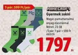 Lidl Minecraft Gyermek zokni ajánlat