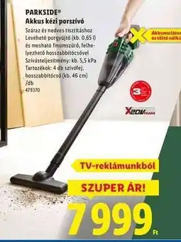 Lidl PARKSIDE Akkus kézi porszívó ajánlat