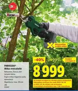 Lidl PARKSIDE Akkus metszőolló ajánlat