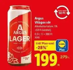 Lidl Argus Világos sör ajánlat