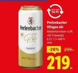 Lidl Perlenbacher Világos sör ajánlat