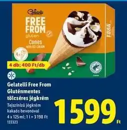 Lidl GELATELLI FREE FROM Gluténmentes tölcséres jégkrém ajánlat