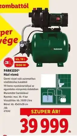 Lidl PARKSIDE Házi vízmű ajánlat