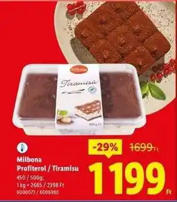 Lidl MILBONA Profiterol / Tiramisu ajánlat
