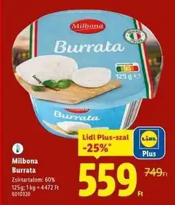 Lidl MILBONA Burrata ajánlat