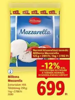 Lidl MILBONA Mozzarella ajánlat