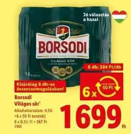 Lidl BORSODI Világos sör ajánlat