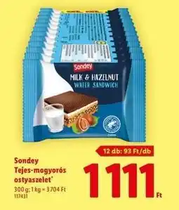 Lidl SONDEY Tejes-mogyorós ostyaszelet ajánlat
