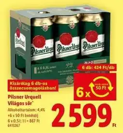 Lidl PILSNER URQUELL Világos sör ajánlat