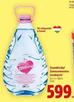 Lidl SZENTKIRÁLYI Szénsavmentes ásványvíz ajánlat