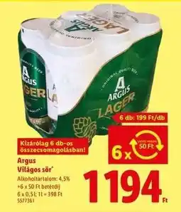 Lidl Argus Világos sör ajánlat