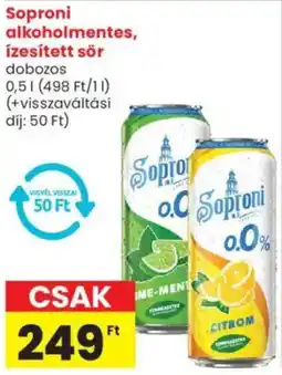 Spar Market Soproni alkoholmentes, ízesített sör ajánlat