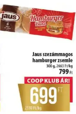 Coop Jaus szezámmagos hamburger zsemle ajánlat