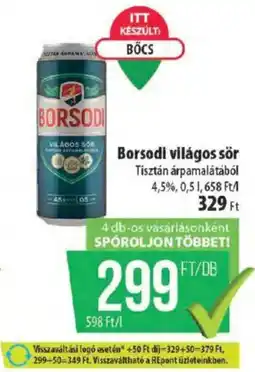 Coop Borsodi világos sör ajánlat