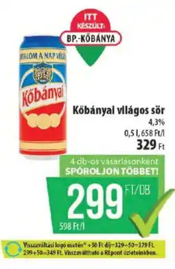 Coop Kőbányai világos sör ajánlat