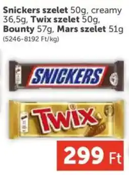PRIVÁT Snickers szelet, creamy, Twix szelet, Bounty, Mars szelet ajánlat