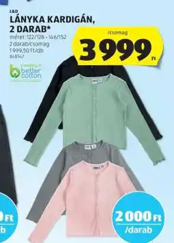 ALDI Lányka Kardigán, 2 darab ajánlat