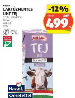 ALDI MILSANI LAKTÓZMENTES UHT TEJ ajánlat
