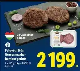 Lidl Faluvégi Hús Borsos marha-hamburgerhús ajánlat