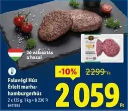Lidl Faluvégi Hús Érlelt marha-hamburgerhús ajánlat