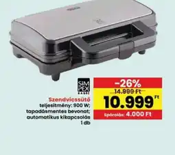 Interspar Simpex Szendvicssütő ajánlat