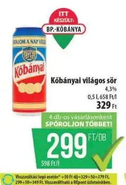 Coop KŐBÁNYAI Világos sör ajánlat