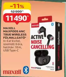 Auchan MAXELL MAXPODS ANC TRUE WIRELESS FÜLHALLGATÓ ajánlat