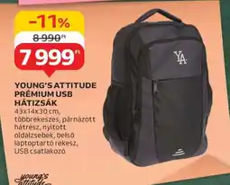 Auchan YOUNG’S ATTITUDE PRÉMIUM USB HÁTIZSÁK ajánlat