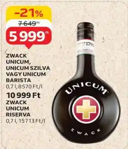 Auchan Zwack Unicum, Unicum Szilva vagy Unicum Barista ajánlat