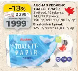 Auchan AUCHAN KEDVENC TOALETTPAPÍR ajánlat