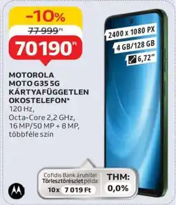 Auchan MOTOROLA MOTO G35 5G KÁRTYAFÜGGETLEN OKOSTELEFON ajánlat
