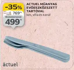 Auchan ACTUEL MŰANYAG EVŐESZKÖZKÉSZLET TARTÓVAL ajánlat
