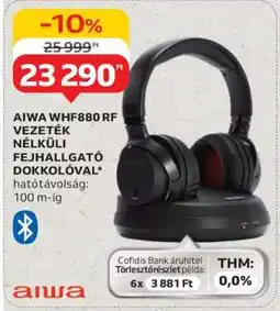 Auchan AIWA WHF880 RF Vezeték Nélküli Fejhallgató Dokkóval ajánlat