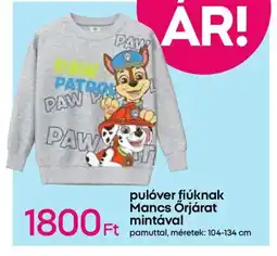 Pepco Pulóver fiúknak Mancs Őrjárat mintával ajánlat