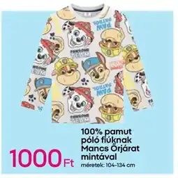 Pepco 100% pamut póló fiúknak Mancs Őrjárat mintával ajánlat