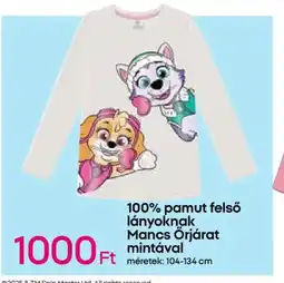 Pepco 100% pamut felső lányoknak Mancs Őrjárat ajánlat