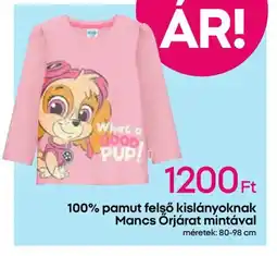 Pepco 100% pamut felső kislányoknak Mancs Őrjárat ajánlat