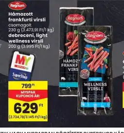 Spar Regnum Hámozott frankfurti virsli ajánlat