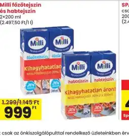 Spar Milli főzőtejszín és habtejszín ajánlat