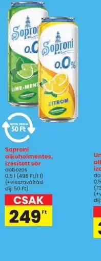 Spar Soproni alkoholmentes, ízesített sör ajánlat