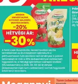 Spar Minden Univer Talpas Ketchup, Majonéz, Mustár Árábl ajánlat