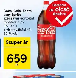 Tesco Coca-Cola, Fanta vagy Sprite szénsavas üdítőital ajánlat