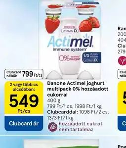 Tesco Danone Actimel joghurt multipack 0% hozzáadott cukorral ajánlat
