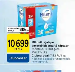 Tesco Milumil tejalapú anyatej-kiegészítő tápszer ajánlat