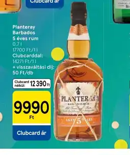 Tesco Planteray Barbados 5 éves rum ajánlat