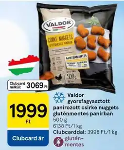 Tesco Valdor gyorsfagyasztott panírozott csirke nuggets gluténmentes panírban ajánlat