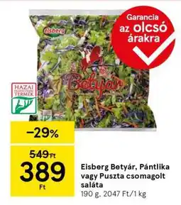 Tesco Eisberg Betyár, Pántlika vagy Puszta csomagolt saláta ajánlat