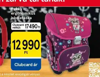 Tesco Rukky ergonomikus iskolatáska ajánlat